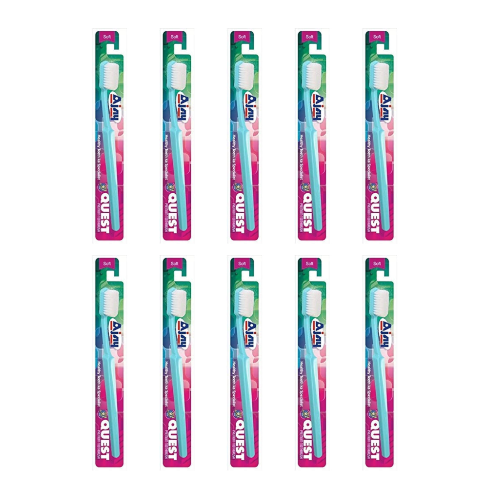 Ajay Quest Toothbrush Soft VXI (Multicolor, Pack of 10)