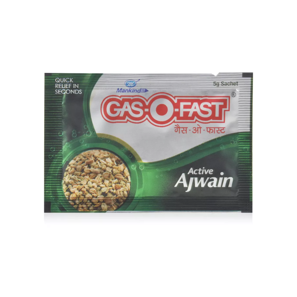 Mankind Pharma Gas O Fast Sachet (Ajwain) (5g, Pack of 10)