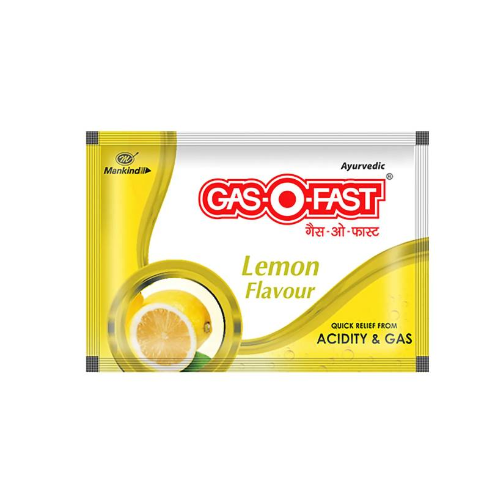 Mankind Pharma Gas O Fast Sachet Lemon (5g, Pack of 10)