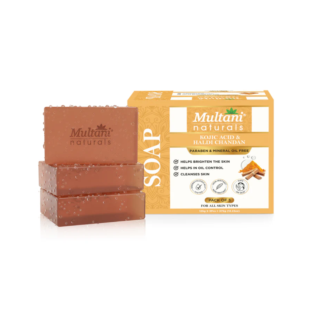 Multani Naturals 1% Kojic Acid & Haldi Chandan Soap (Pack of 3)