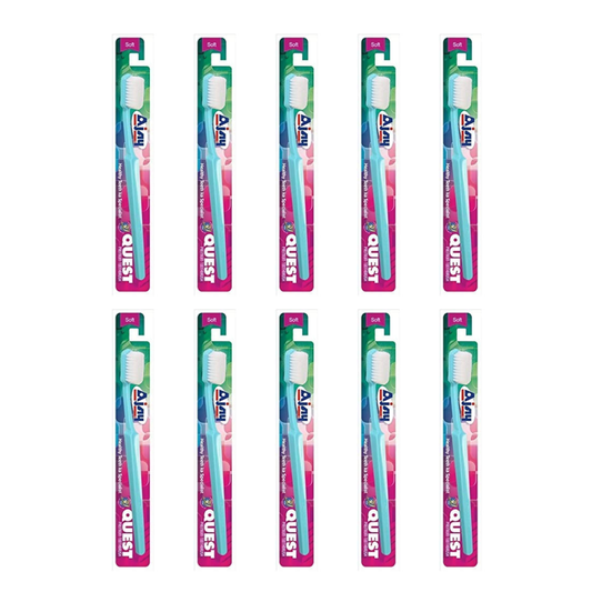 Ajay Quest Toothbrush Soft VXI (Multicolor, Pack of 10)