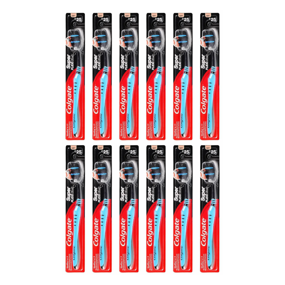 Colgate Super Flexi Charcoal Brush Soft (Pack of 12 Pcs)