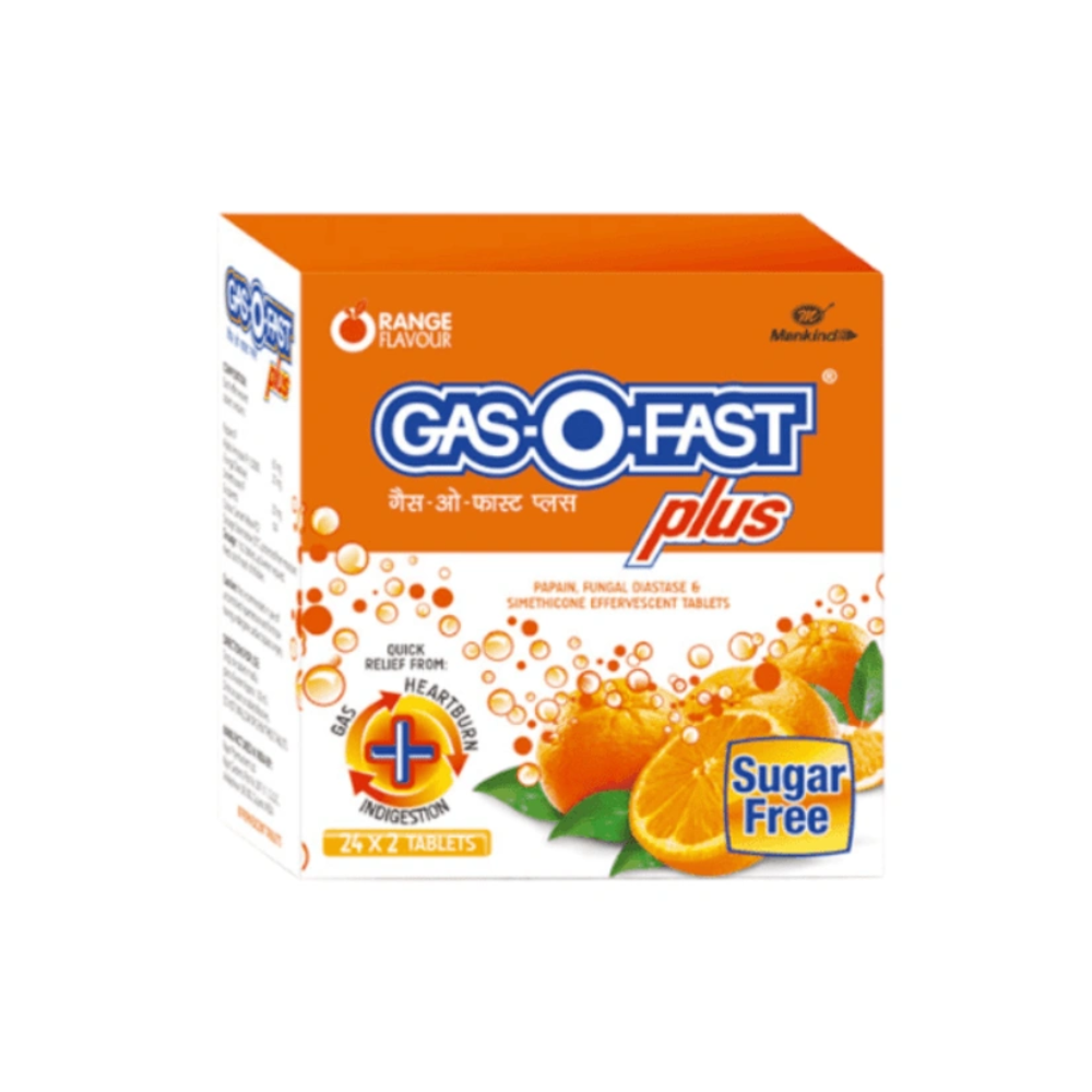 Gas-O-Fast Plus Sugar Free Orange Flavour Tablet