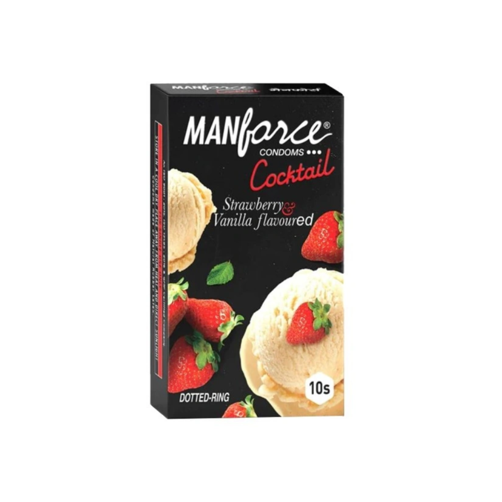 Mankind Pharma Cocktail Strawberry & Vanilla Flavoured Condoms (10 Condoms)