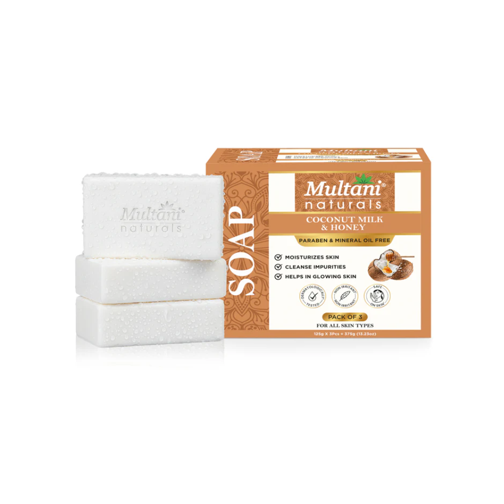 Multani Naturals Coconut Milk & Honey Soap (Pack of 3)
