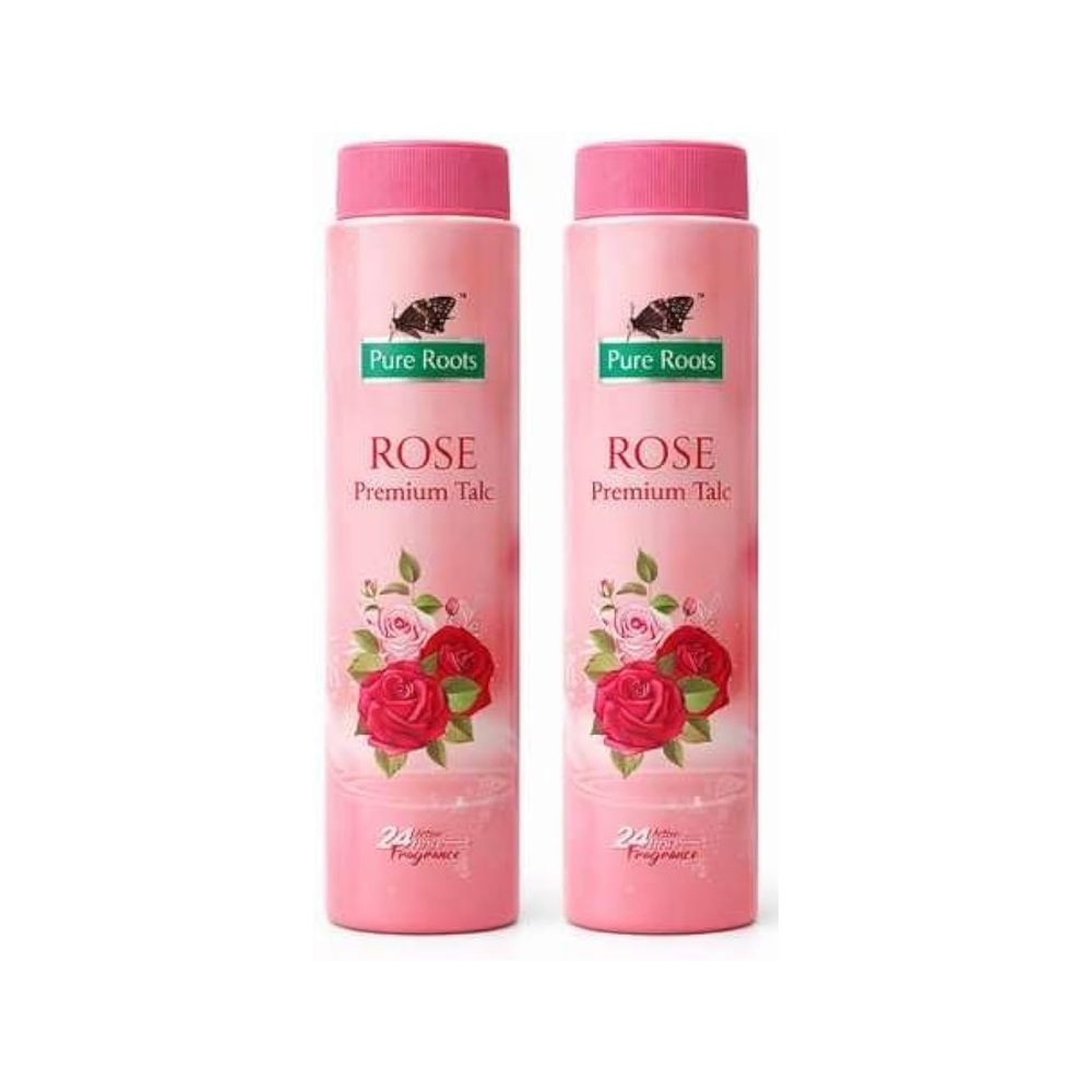 Pure Roots Rose Premium Talc (250gm) Buy 1 Get 1